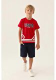 U.S Polo Assn 1765 Erkek Çocuk Bermuda Pijama Takım Kırmızı V1
