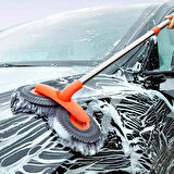 360° Dönebilen Teleskopik Mikrofiber Araba Yıkama Fırçası – Çift Başlıklı Oto Temizlik Mopu