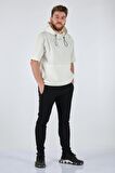 GUALTIERO KAPÜŞONLU YAZILI UZUN KOL EKRU ERKEK SWEAT SHIRT 21208051