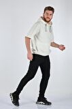 GUALTIERO KAPÜŞONLU YAZILI UZUN KOL EKRU ERKEK SWEAT SHIRT 21208051
