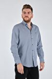 ECER DÜZ YAKA EKOSE UZUN KOL LACİVERT ERKEK GÖMLEK 50982121