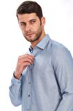 Ecer Slim Fit Uzun Kollu Mavi Erkek Gömlek 53282121