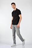 Ecer Polo Yaka Slim Fit Fermuarlı Kısa Kollu Siyah Erkek T-shırt 61782212