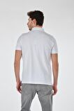 Porto Cervo Polo Yaka Slim Fit Desenli Kısa Kollu Beyaz Erkek T-shırt 221220208
