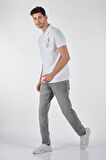 Porto Cervo Polo Yaka Slim Fit Desenli Kısa Kollu Beyaz Erkek T-shırt 221220208