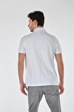 Porto Cervo Polo Yaka Slim Fit Kısa Kollu Beyaz Erkek T-shırt 221220200