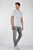 Porto Cervo Polo Yaka Slim Fit Kısa Kollu Beyaz Erkek T-shırt 221220200