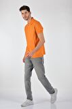Porto Cervo Polo Yaka Slim Fit Kısa Kollu Turuncu Erkek T-shırt 221220200
