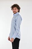 Polo Düz Yaka Uzun Kollu Mavi Erkek Gömlek BK-311003