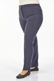 Garni Büyük Beden Dar Paça Lacivert Kadın Pantolon 23KPNT2323