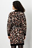 On Leopar Desenli Siyah Kadın Hırka 23225922