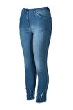 Seleste Slim Fit Dar Paça Normal Bel Lacivert Kadın Pantolon 24Y250
