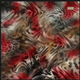 La Boutique Tivil Saf İpek Eşarp 236505 - 49017 Kırmızı Karışık Desen