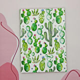 Sert Kapaklı A5 Not Defteri , Tarihsiz Ajanda - Kaktüs Desenli