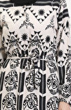 Amelya Farbalı Kuşaklı Viskon Elbise S-M-L-XL Beden