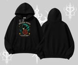 Midnight Petals Kedi Baskılı Kapşonlu Sweatshirt