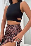 Pencere Detay Basic Siyah Crop Top