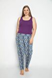 Kadın Modal Baskılı Cepli Gri Renk Pijama Altı / Büyük Beden