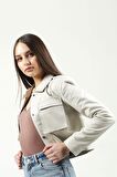 DERİCLUB VGN1 Crop Fit Gerçek Deri Kadın Mont