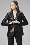 DERİCLUB WM011 Gerçek Deri Kadın Blazer Ceket