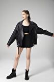 DERİCLUB WM031 JUMBO Oversize Biker Gerçek Deri Kadın Mont
