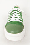 DERİCLUB Kadın Bağcıklı Sneaker Kalın Taban Günlük Ayakkabı Gerçek Deri RC 17908 YEŞİL