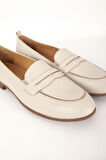 DERİCLUB BR 04037 Gerçek Deri Kadın Loafer BEJ