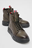 Erkek Kalın Taban Comfort Casual Bot Gerçek Deri MC 20268 HAKİ