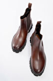 Erkek Kalın Taban Esnek Yan Bantlı Chelsea Bot Gerçek Deri MC 20285 KAHVERENGİ