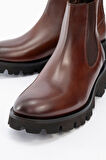 Erkek Kalın Taban Esnek Yan Bantlı Chelsea Bot Gerçek Deri MC 20285 KAHVERENGİ