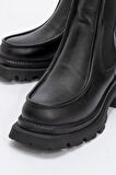 Kadın Kalın Taban Casual Chelsea Bot Gerçek Deri RC 37509 SİYAH