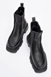 Kadın Kalın Taban Casual Chelsea Bot Gerçek Deri RC 37509 SİYAH