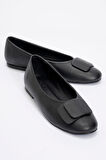 Kadın Tokalı Günlük Babet Ayakkabı Gerçek Deri ZY 8156 SİYAH