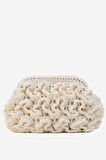 DERİCLUB Kadın Hasır Handmade Bulut Örgü Çapraz Askılı Çanta ZY 25006 BEYAZ