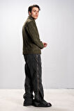 DERİCLUB Girona Erkek Gömlek Yaka Slim fit Gerçek Deri Süet Mont HAKİ