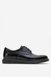 Erkek Rugan Klasik Model Bağcıklı Düz Taban Ayakkabı Gerçek Deri FR 226815 SİYAH