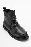 DERİCLUB Kadın Bilek Boy Düz Taban Bot Gerçek Deri RC 40236 SİYAH