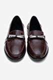 DERİCLUB Kadın Şık Rugan Loafer Gerçek Deri RG 7504 BORDO