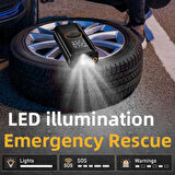 Oto Kompresör Şarjlı Taşınabilir Powerbank El Fenerli Araç Lastik Şişirme Pompası Flaş Göstergeli 