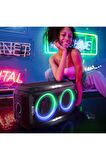 W-KING T9PRO Çift Mikrofonlu Bluetooth Hoparlör 250W Işıklı Karaoke Partybox IPX5 Kablosuz Ses Bombası Siyah