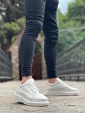 BA0548 BOA Kalın Yüksek Taban Beyaz Bağcıklı Spor Erkek Ayakkabı