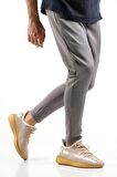 BA0591 Tarz Sneakers Ithal Krem Triko Rahat Taban Spor Ayakkabısı