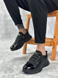 BA0234 İçi Dışı Hakiki Deri Rahat Taban Siyah Bant Detaylı Sneakers Casual Erkek Ayakkabı