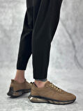 BA0324 İçi Dışı Hakiki Deri Rahat Taban Kahverengi Sneakers Casual Erkek Ayakkabı