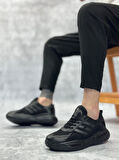 BA0650 Tarz Sneakers Yüksek Taban Siyah Spor Ayakkabısı