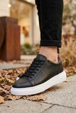 BLF-010 Erkek Sneaker Günlük Casual Spor Ayakkabı Siyah Beyaz Taban