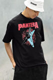 Gitar Pantera Müzik Grubu Baskılı Unisex Oversize Tişört