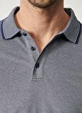 Erkek Çekmeyen Pamuklu Kumaş Slim Fit Dar Kesim Lacivert Kıvrılmaz Polo Yaka Tişört
