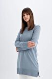DeFacto Regular Fit Bisiklet Yaka Yırtmaçlı Basic Düz Triko Kazak Tunik H3431AZ24AUBE690