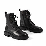 Hakiki Deri Kadin Uzun Bot  Fermuarli Dikisli Bagcikli Postal